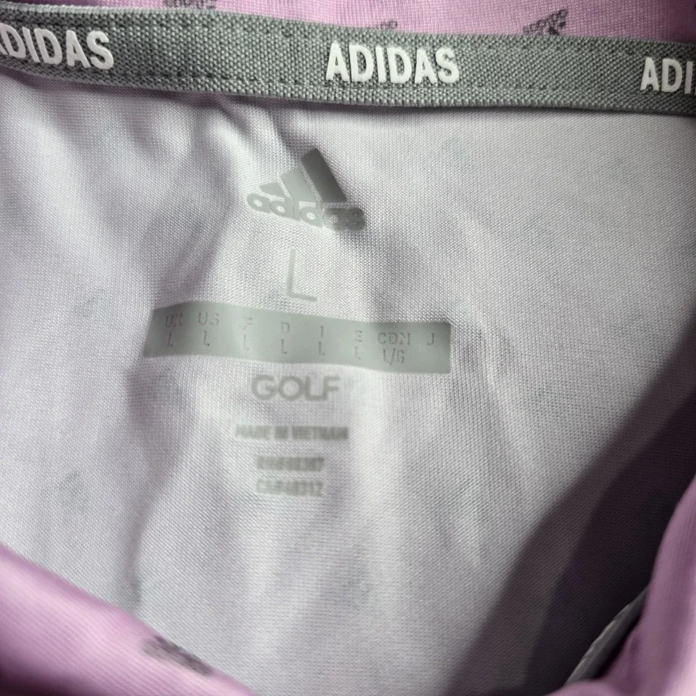 Adidas Adi-Print Bliss Golf Polo Shirt Mens Large Lilac AOP Short Sleeve